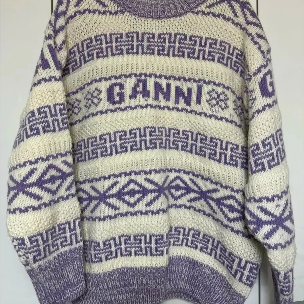 Ganni Lavender and Cream Knit Sweater - Picture 4 of 5